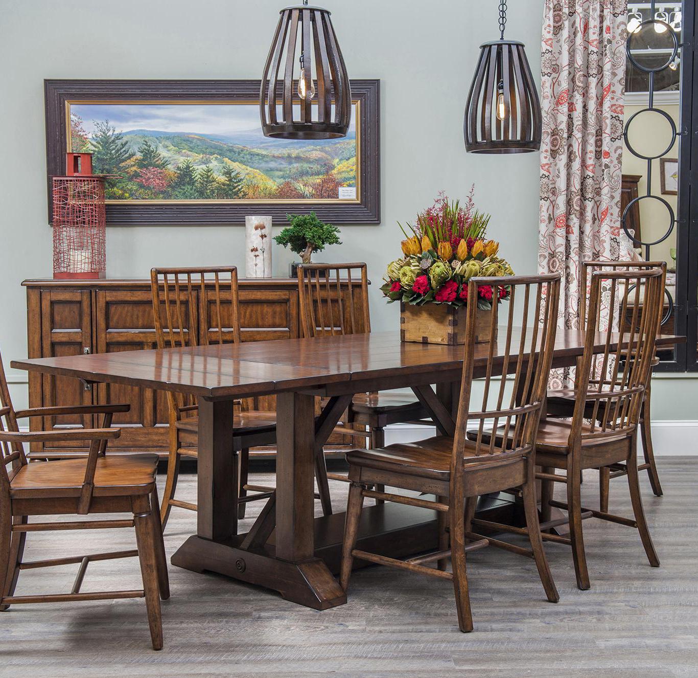 Carolina Preserves by Klaussner Blue Ridge 5 Piece Trestle Dining Table