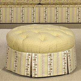 Hickory Craft Accent Ottomans Round Tufted Ottoman with Skirt Godby