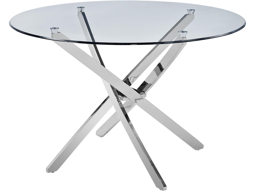 Magnussen Home Zila 4 Leg Dining Table With Round Glass Top Zila D2050 26 4 Leg Dining Table With Round Glass Top By Magnussen Home