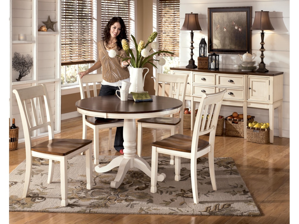 Signature Design By Ashley Whitesburg 5 Piece Two Tone Cottage Shown With Server