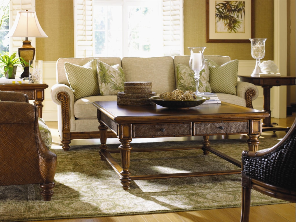 Shown in room setting with boca cocktail table
