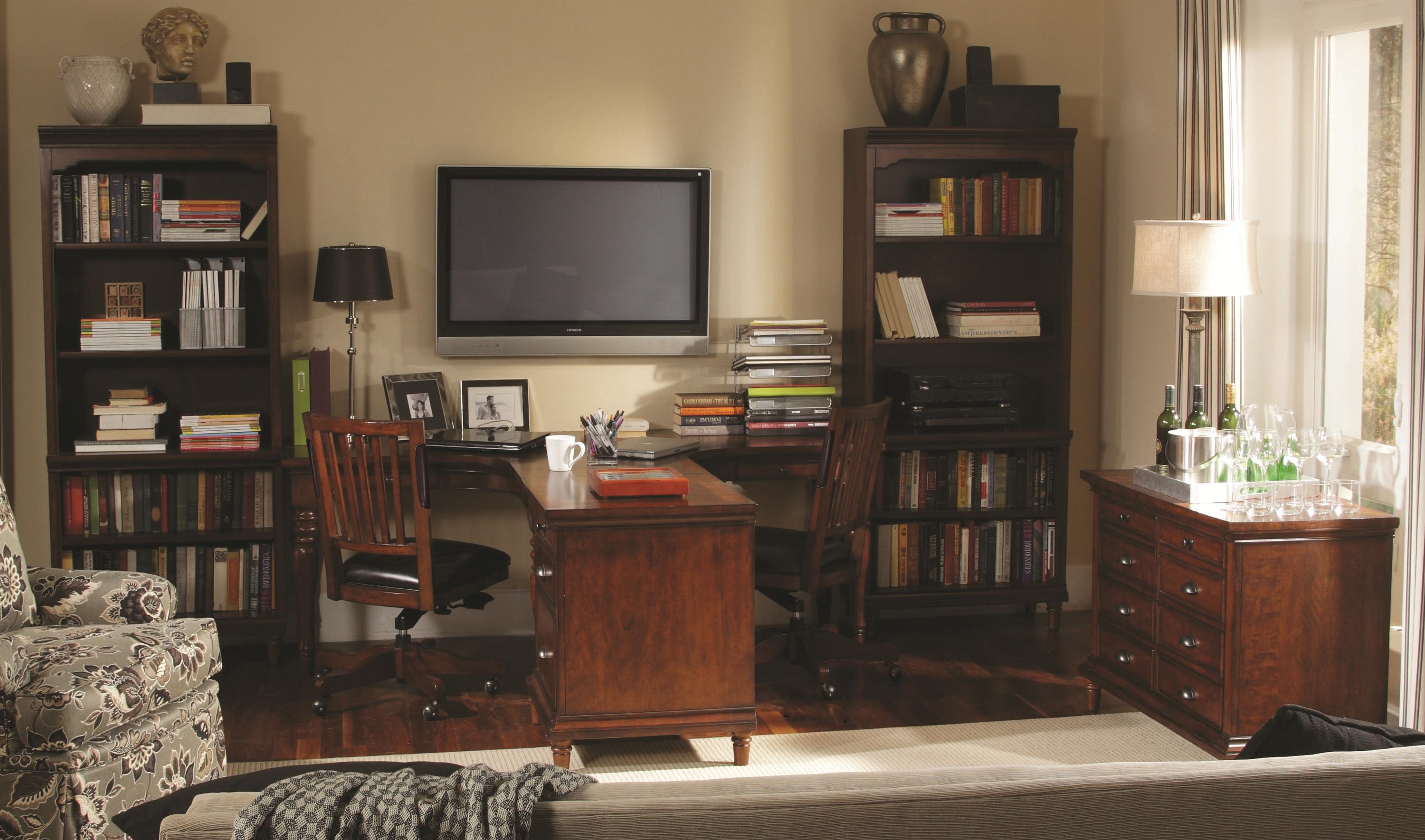 Aspenhome Villager 4 Piece Dual T Desk and Single File and 2