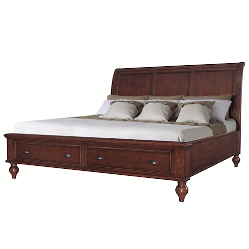 Aspenhome Madison Queen-Size Bed with Sleigh Headboard & Low-Profile ...