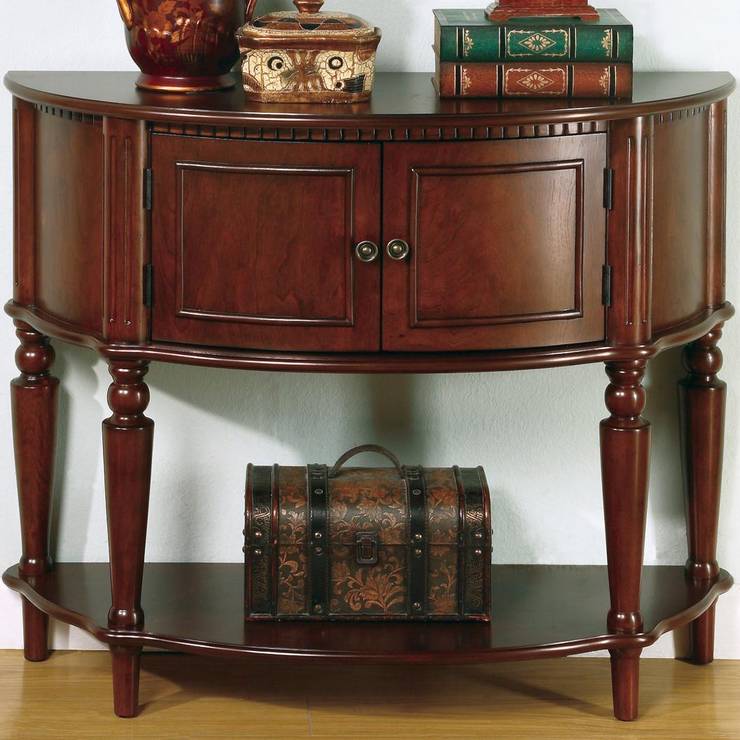 Coaster Accent Tables Brown Entry Table with Curved Front & Inlay Shelf