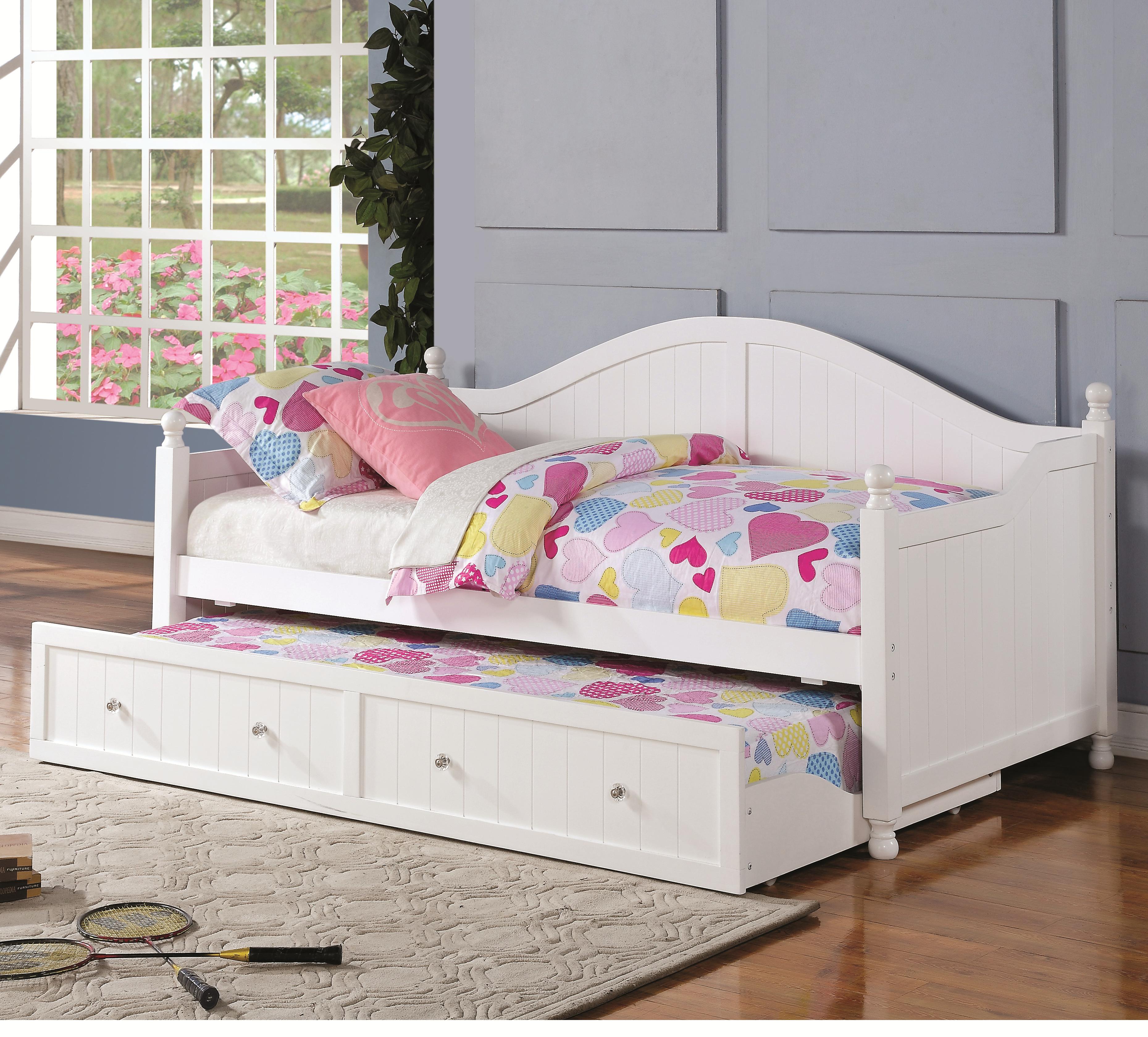 Coaster Daybeds by Coaster White Wooden Daybed with Trundle Value