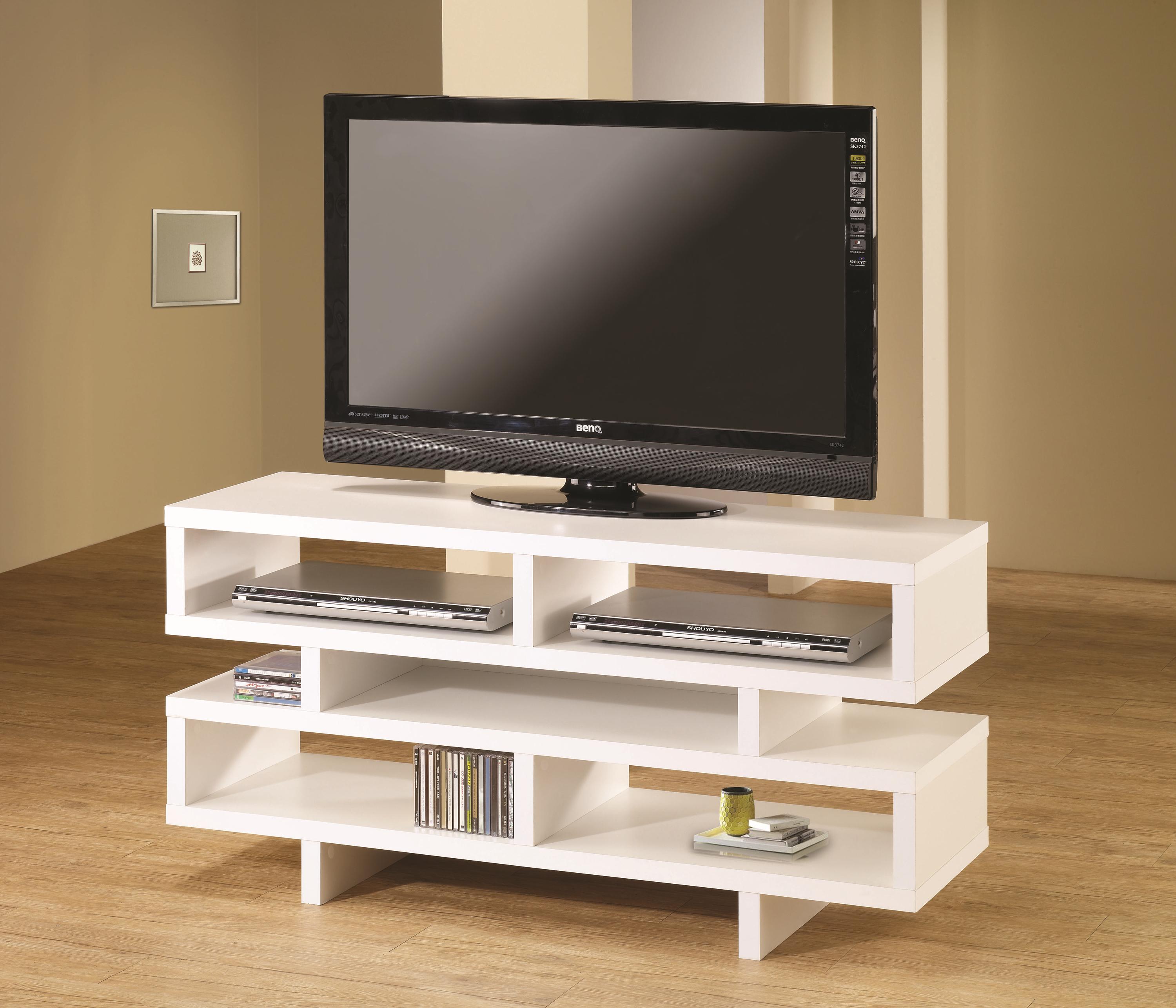 Coaster TV Stands Contemporary TV Console with Open Storage & White Finish Value City