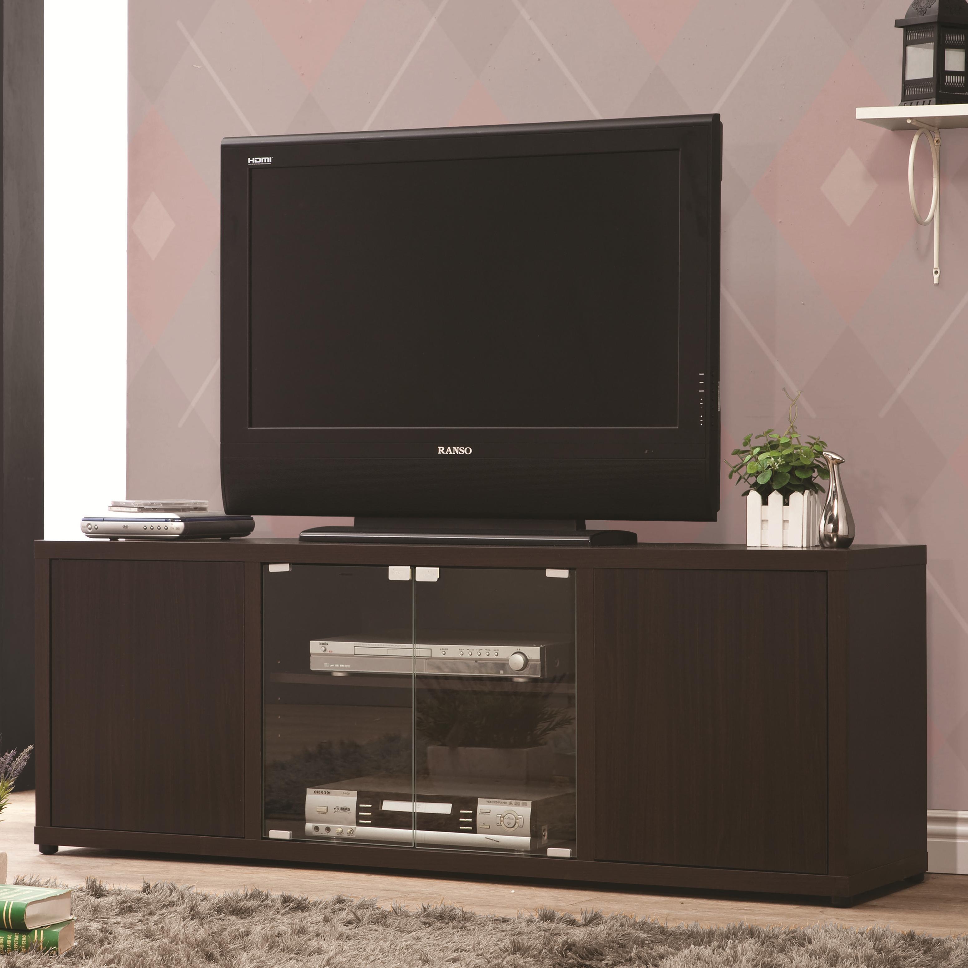 Coaster TV Stands TV Console with Push-to-Open Glass Doors - Value City Furniture - TV Stands