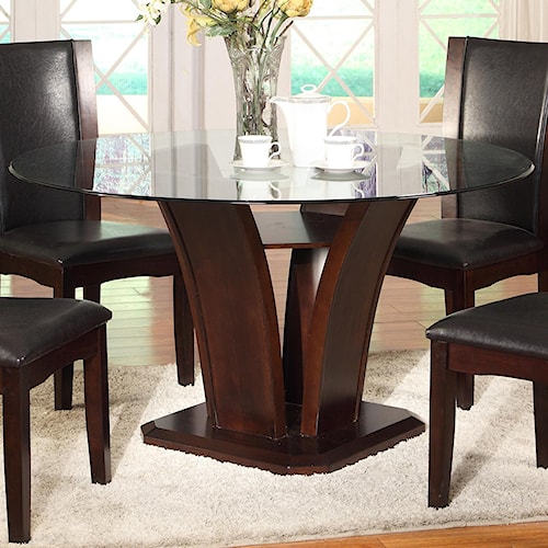 Crown Mark Camelia Round Glass Top Dining Table With