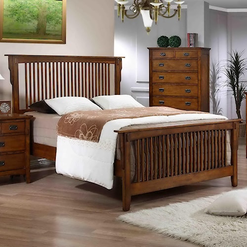 Elements International Trudy Mission Style Queen Bed With Slat Headboard Elements International Trudy Mission Style Queen Bed With Slat Headboard
