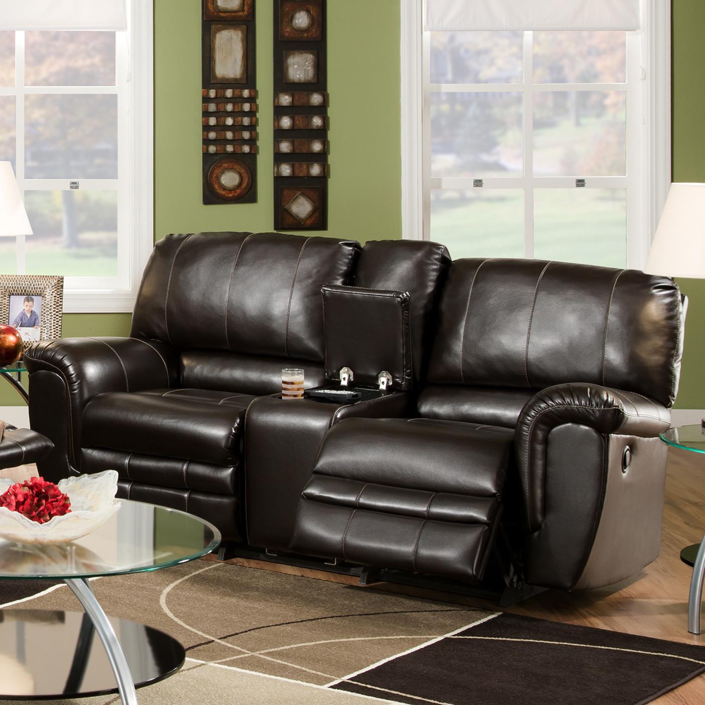 Casual Rocking Reclining Loveseat with Console 463 by Franklin