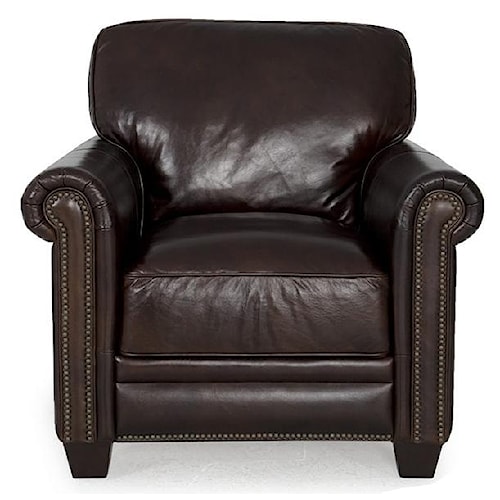 Futura Leather 7888 Dark Brown Leather Chair With Nailhead