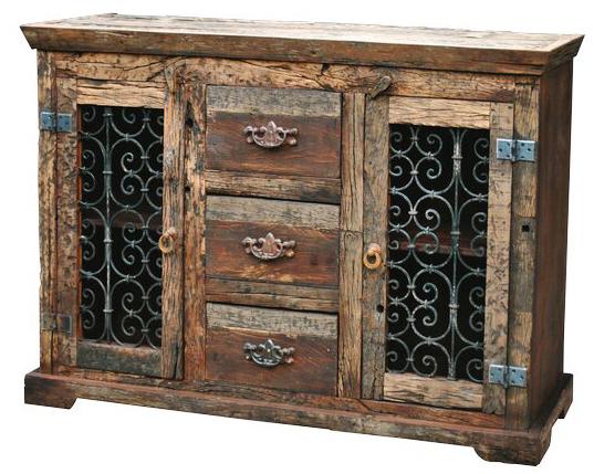 Jaipur Furniture Railroad Ties Steamer Reclaimed Wood 3Drawer 2Door Sideboard Miskelly