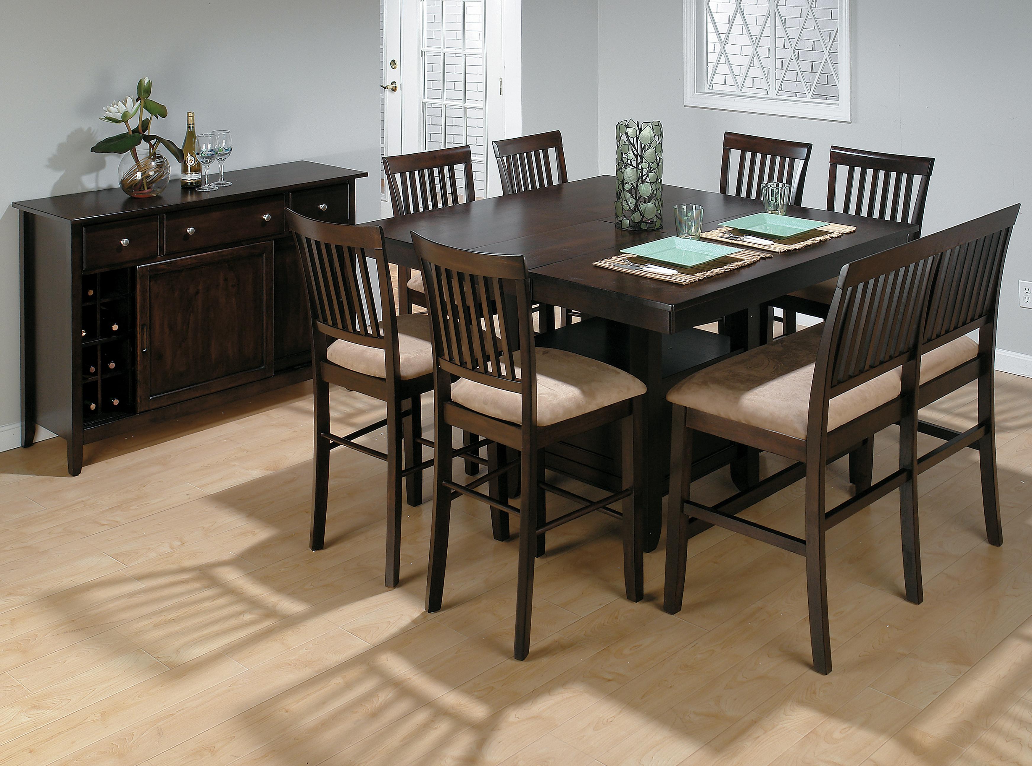 Jofran Bakery's Cherry Counter Height Table, Upholstered Bench, and (6