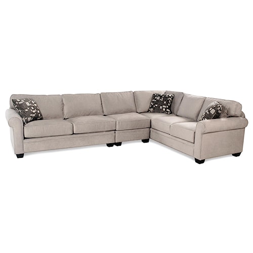 Galaxy 3 Piece Sectional W Roll Arm Rotmans Sofa