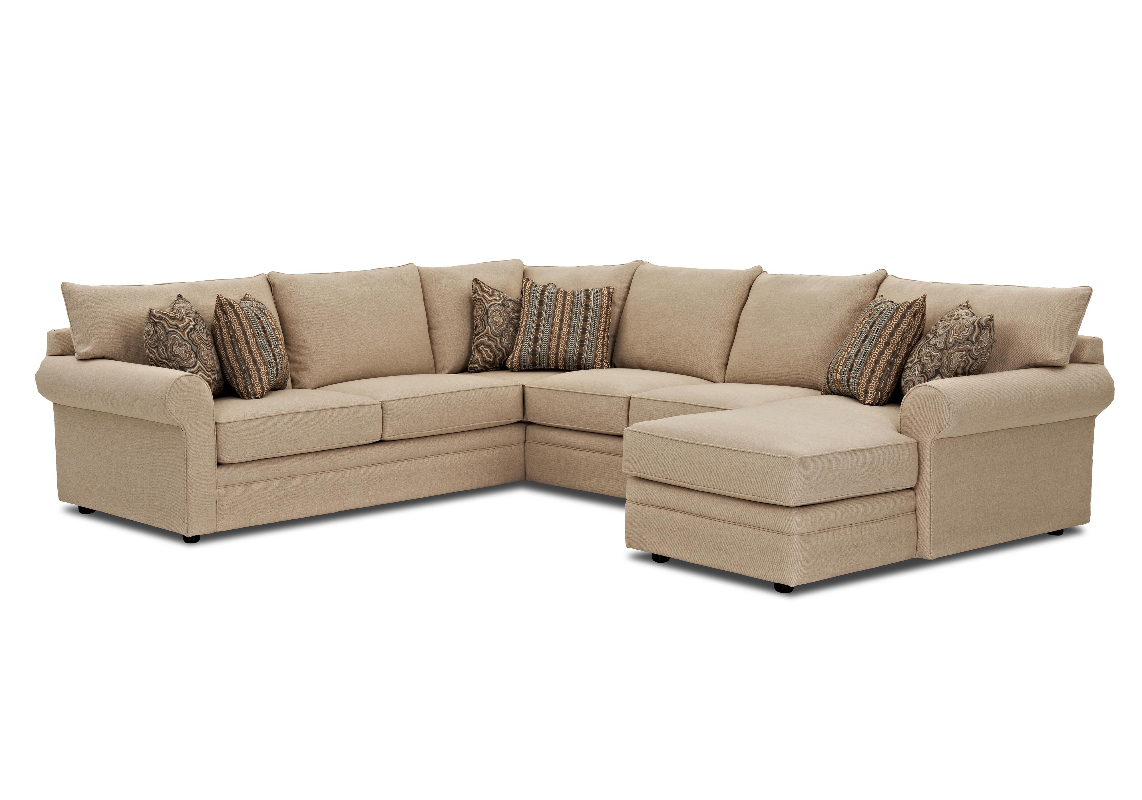 Klaussner Comfy Casual Sectional Sofa with Chaise Pilgrim Furniture