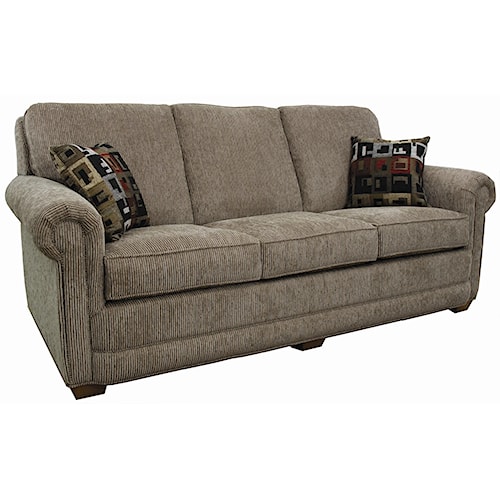 Lancer 80 Sofa with Rolled Arms and Tapered Wood Feet
