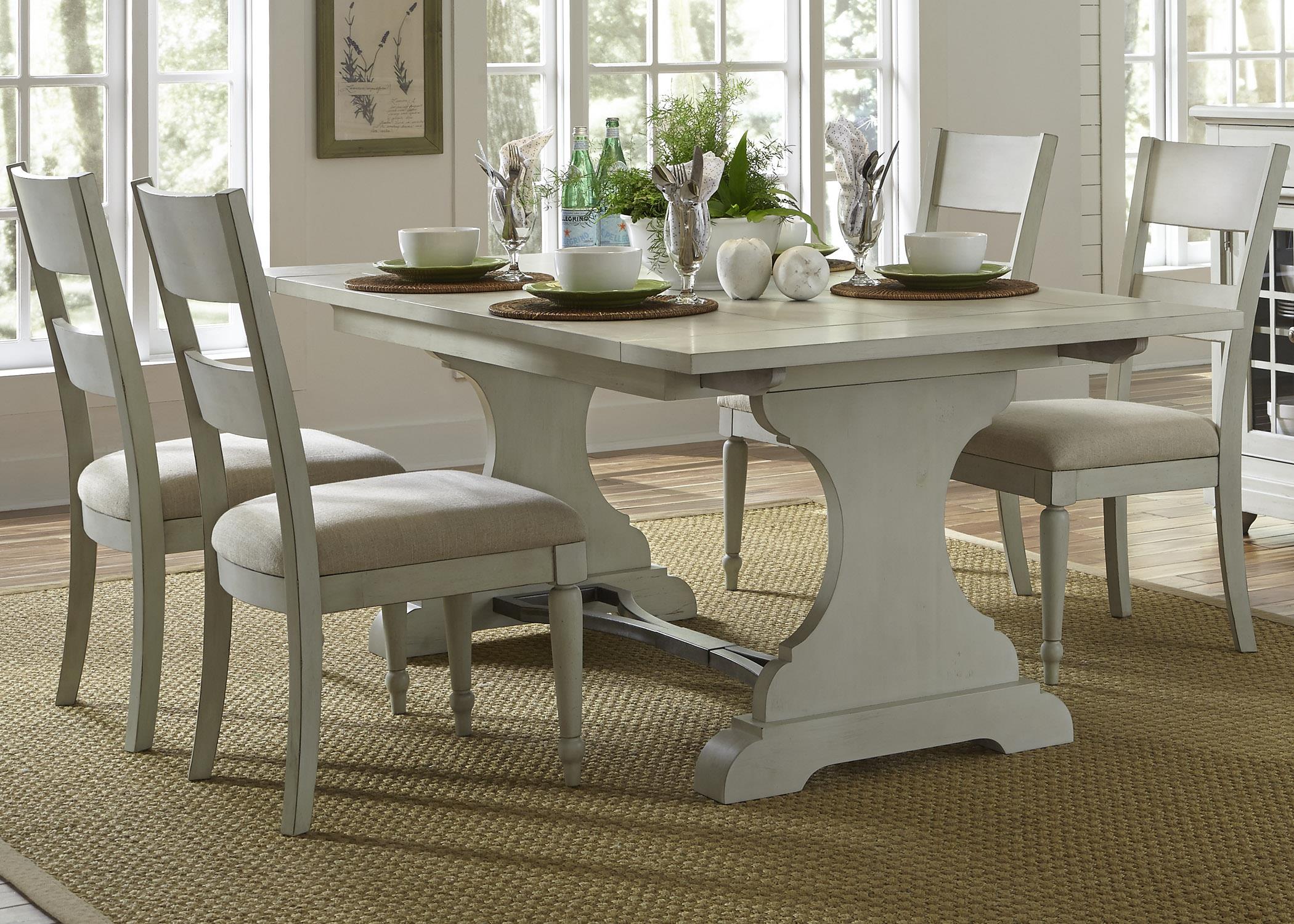 Liberty Furniture Harbor View Trestle Table and 4 Slat ...