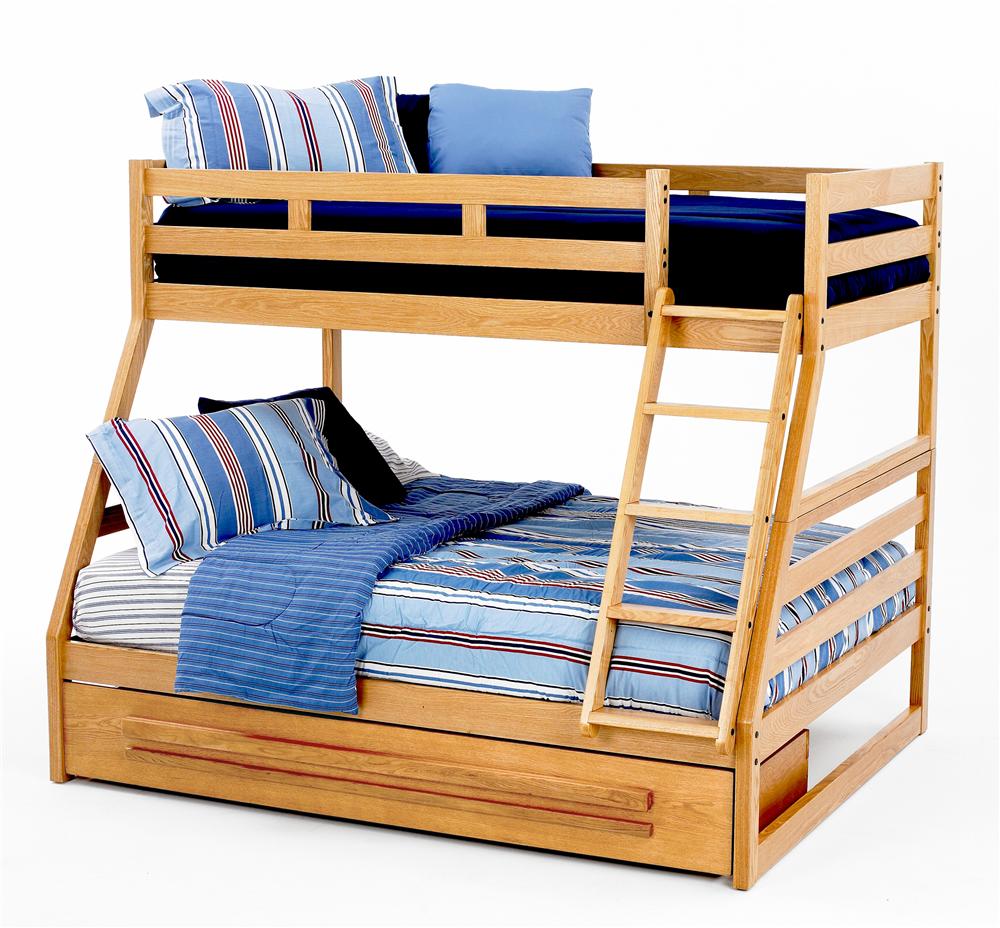 New Classic Casual Oak Youth Twin/Full Oak Bunk Bed Beck's Furniture