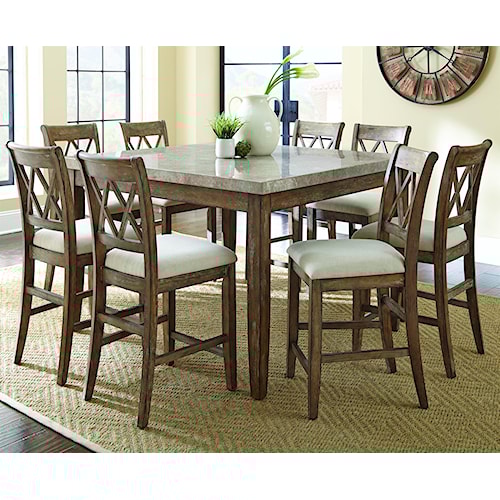 ... Table and Stool Set Steve Silver Franco 9 Piece Marble Counter Height