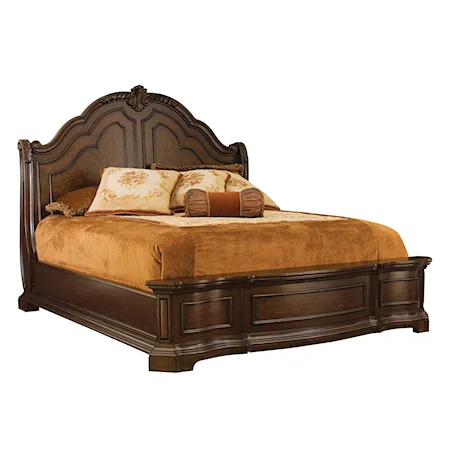 California King Traditional Style Sleigh Headboard and Footboard Bed