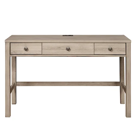 Transitional 3-Drawer Desk with USB Port