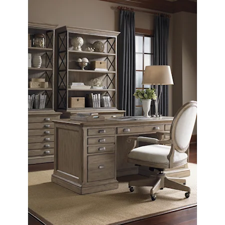 Double Pedestal Austin Desk with Shelves on the Front End