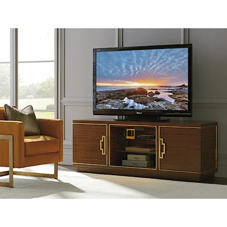 Contemporary Media Console with Cord Management Holes and Touch Lighting