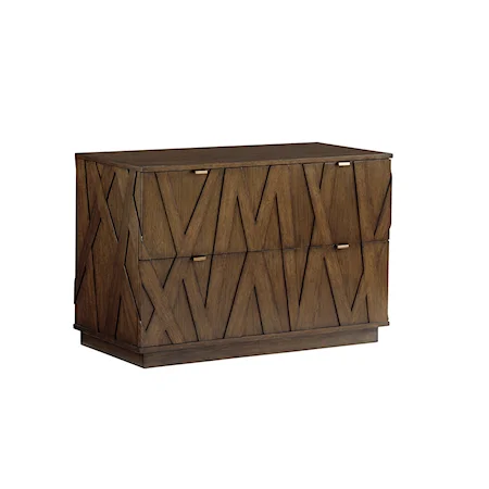 Contemporary File Chest with Asymmetrical Wooden Overlays