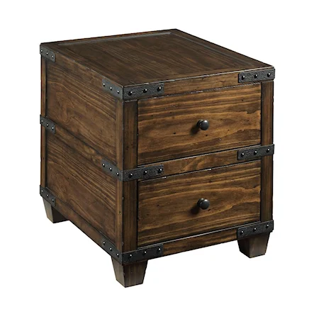 Industrial Trunk End Table with 2 Drawers