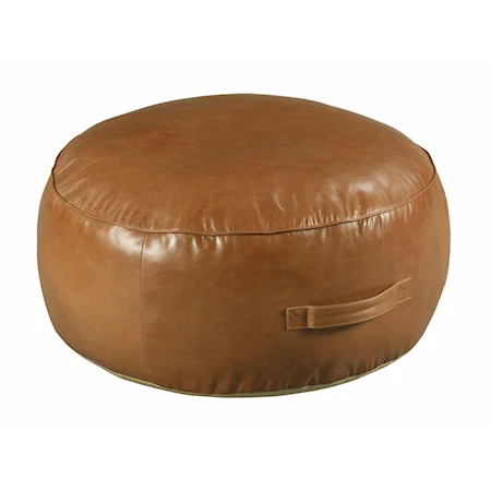 29 Inch Round Leather Pouf