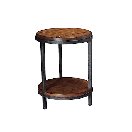 Round End Table with Shelf