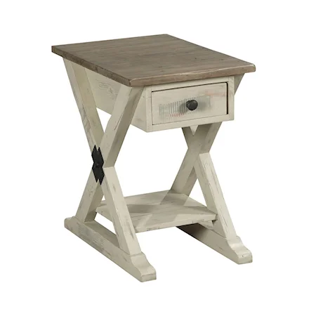 Farmhouse Chairside Table with Display Shelf