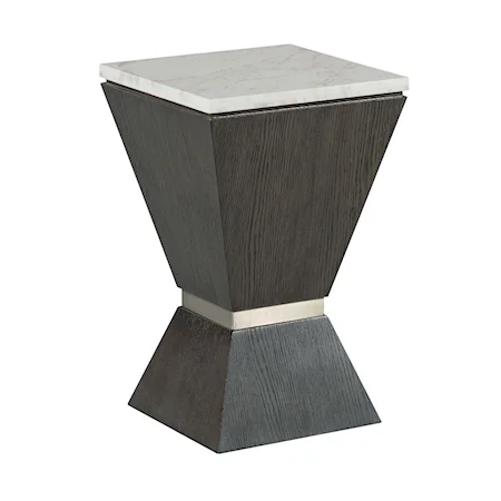 Transitional Chairside Table with Marble Top