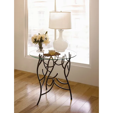 Glass Top Twig Accent Table