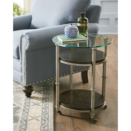 Industrial Round End Table with Casters