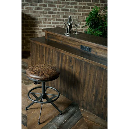 Rustic Industrial Bar with Casters and Power Strip