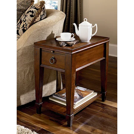Chairside Table with Pull Out Shelf