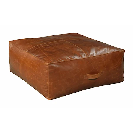 37 Inch Square Leather Pouf
