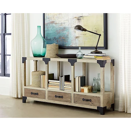 Industrial Farmhouse Console Table with 3 Drawers