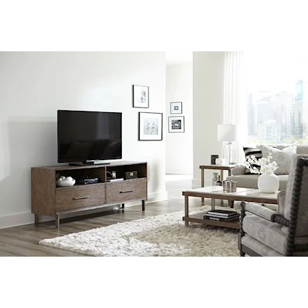 Contemporary 2-Drawer TV Stand with Metal Legs