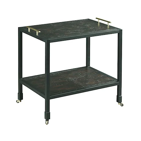 Modern End Table Bar Cart with Casters