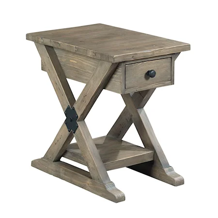 Farmhouse Chairside Table with Display Shelf