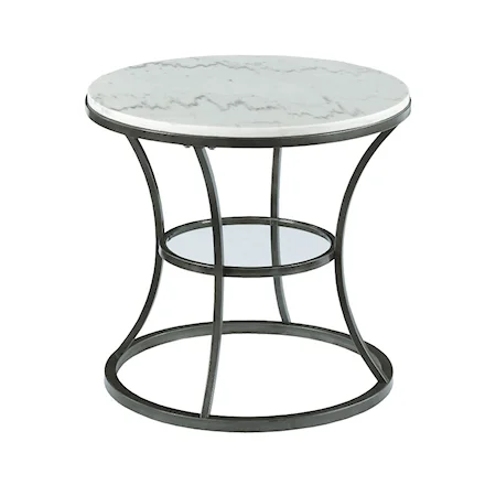 Marble Top Round End Table