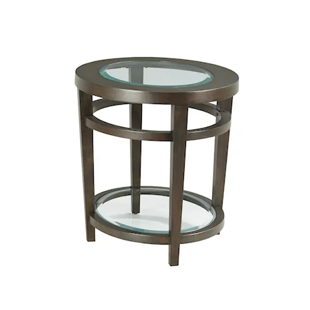Transitional Oval End Table with Glass Top Insert