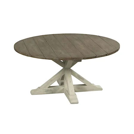 Farmhouse Style Trestle Round Cocktail Table