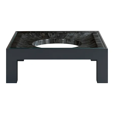 Transitional Charcoal Cocktail Table with Faux Horn Inlay