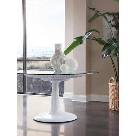 Contemporary Round Dining Table with 56 Inch Glass Top
