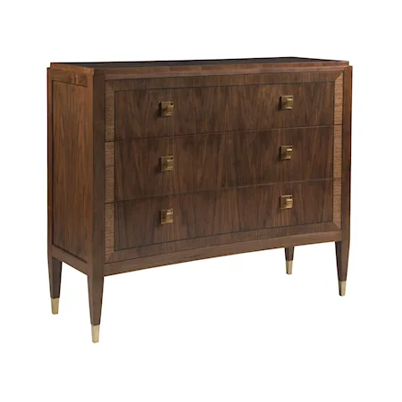 Transitional Walnut Accent Chest with 3 Drawers