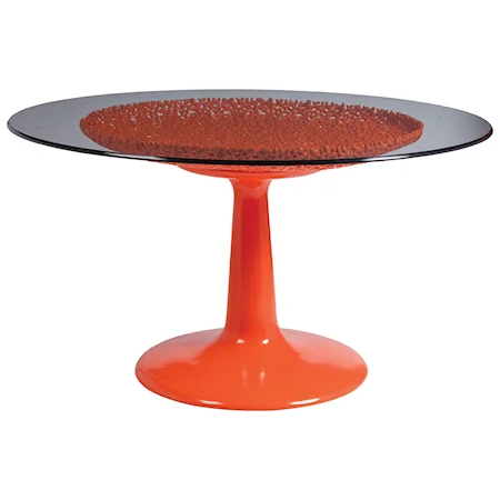Seascape Orange Dining Table With Glass Top