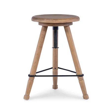 Adjustable Natural Oak Tripod Stool - Short